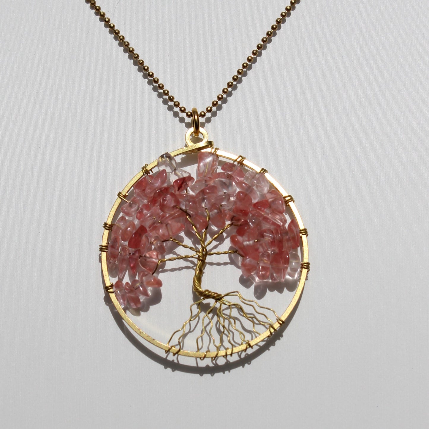 Eternal Canopy: Chain Necklace with Tree of Life Gemstone Pendant