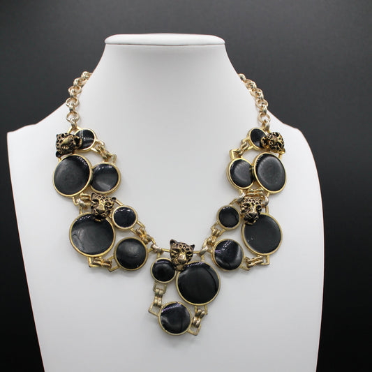 Nocturne Huntress: Cougar Faceted Runway Statement Necklace