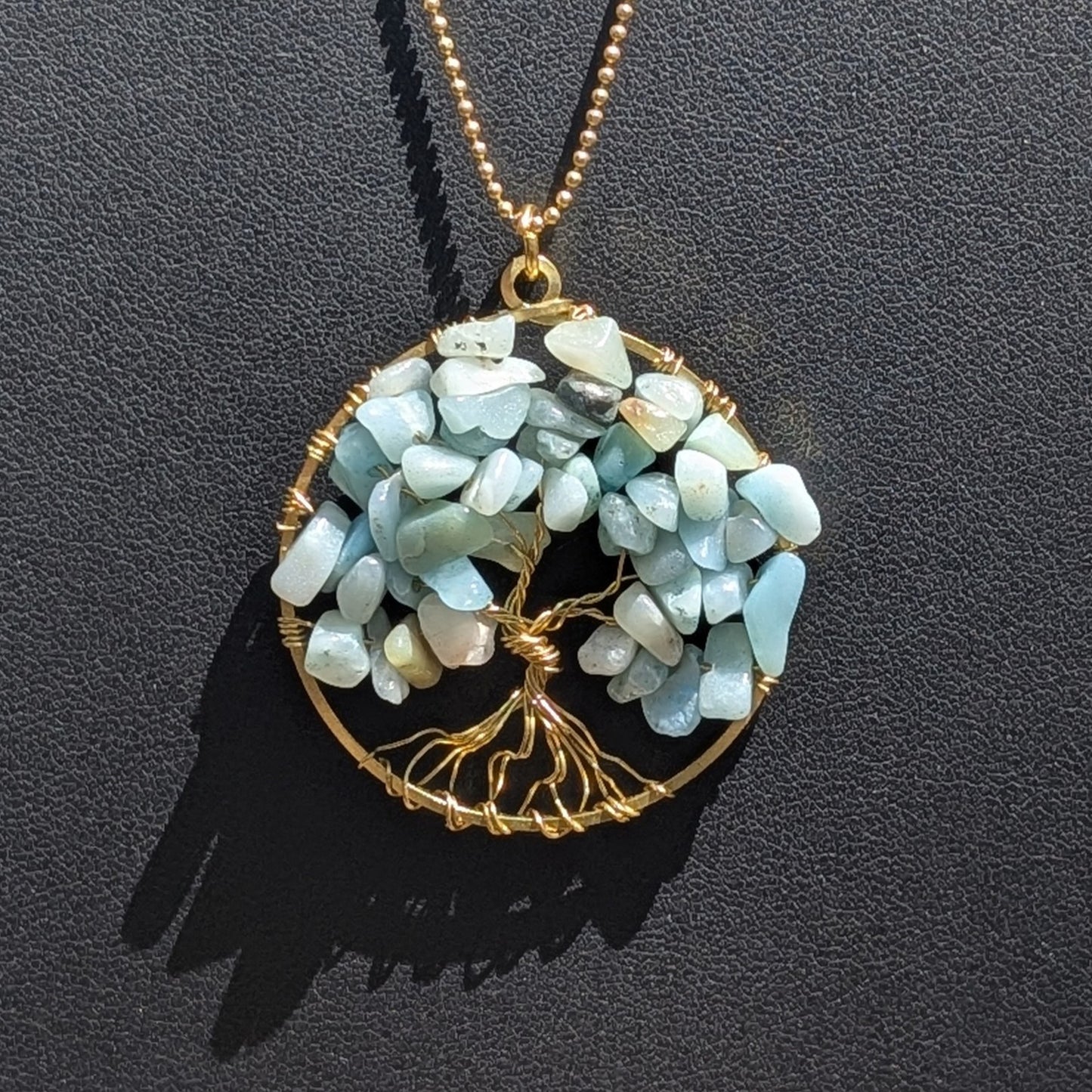Eternal Canopy: Chain Necklace with Tree of Life Gemstone Pendant