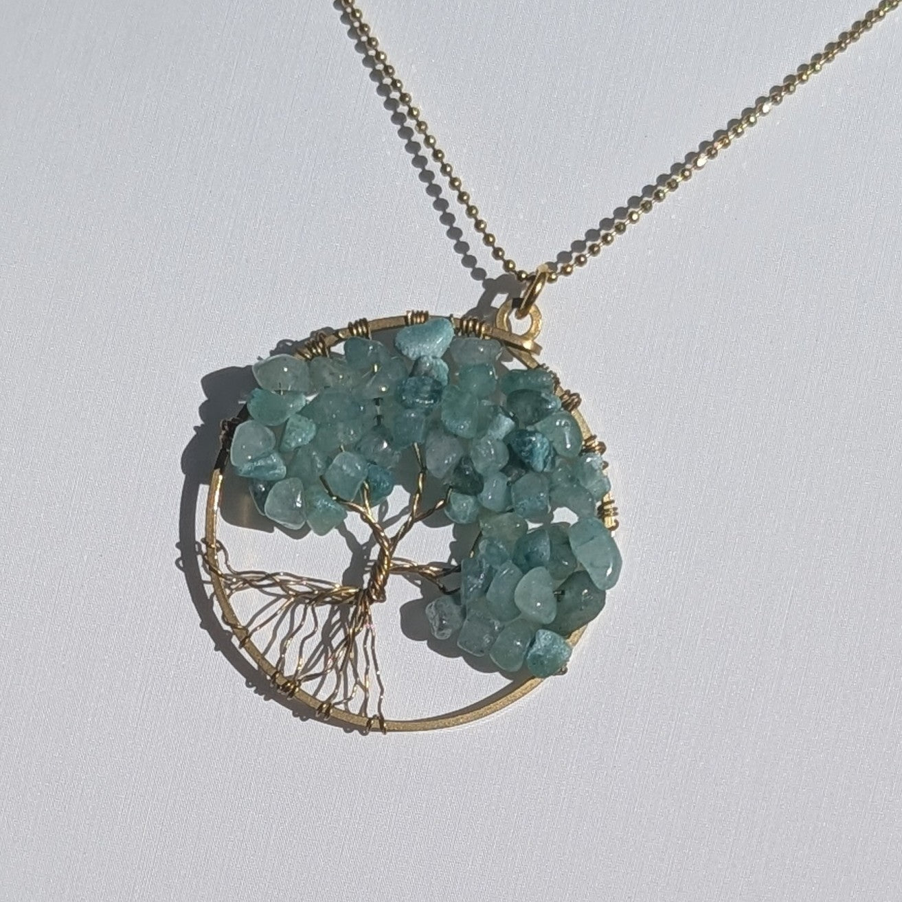 Eternal Canopy: Chain Necklace with Tree of Life Gemstone Pendant