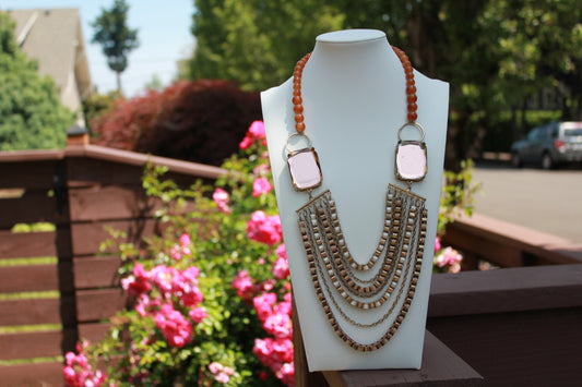 Dust & Echo: Multi Strand Boho Chain Necklace with Imperfect Beads