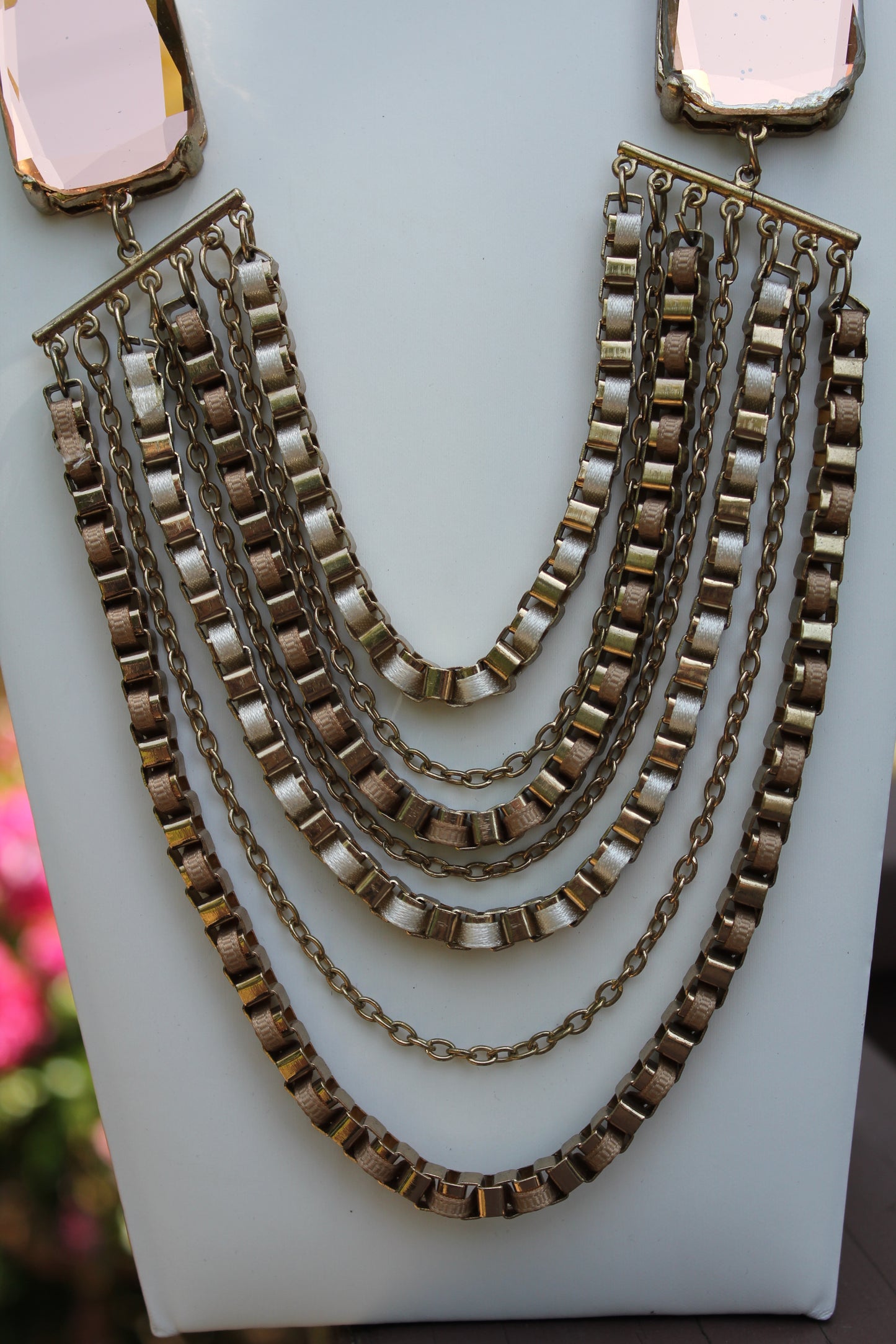 Dust & Echo: Multi Strand Boho Chain Necklace with Imperfect Beads