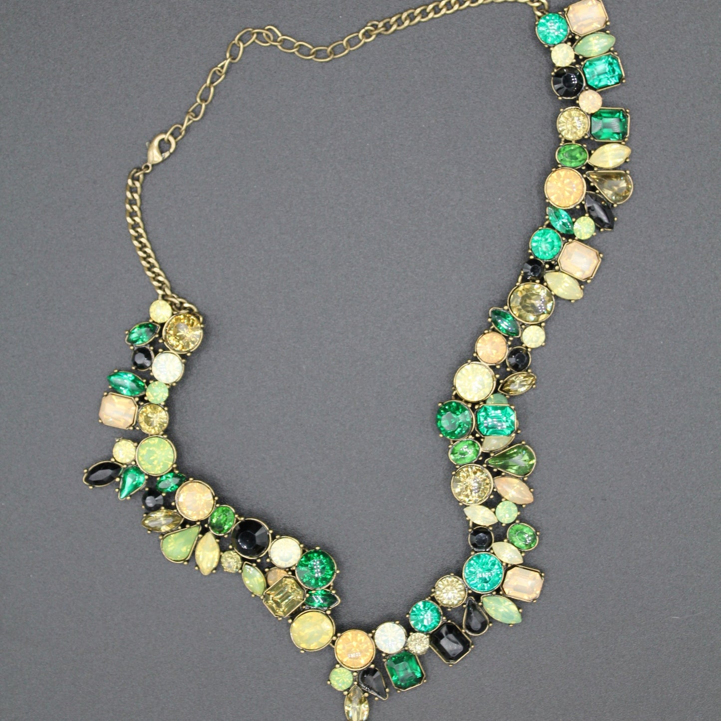 Emerald Eclipse: Handmade Faceted Green Sparkle Statement Necklace