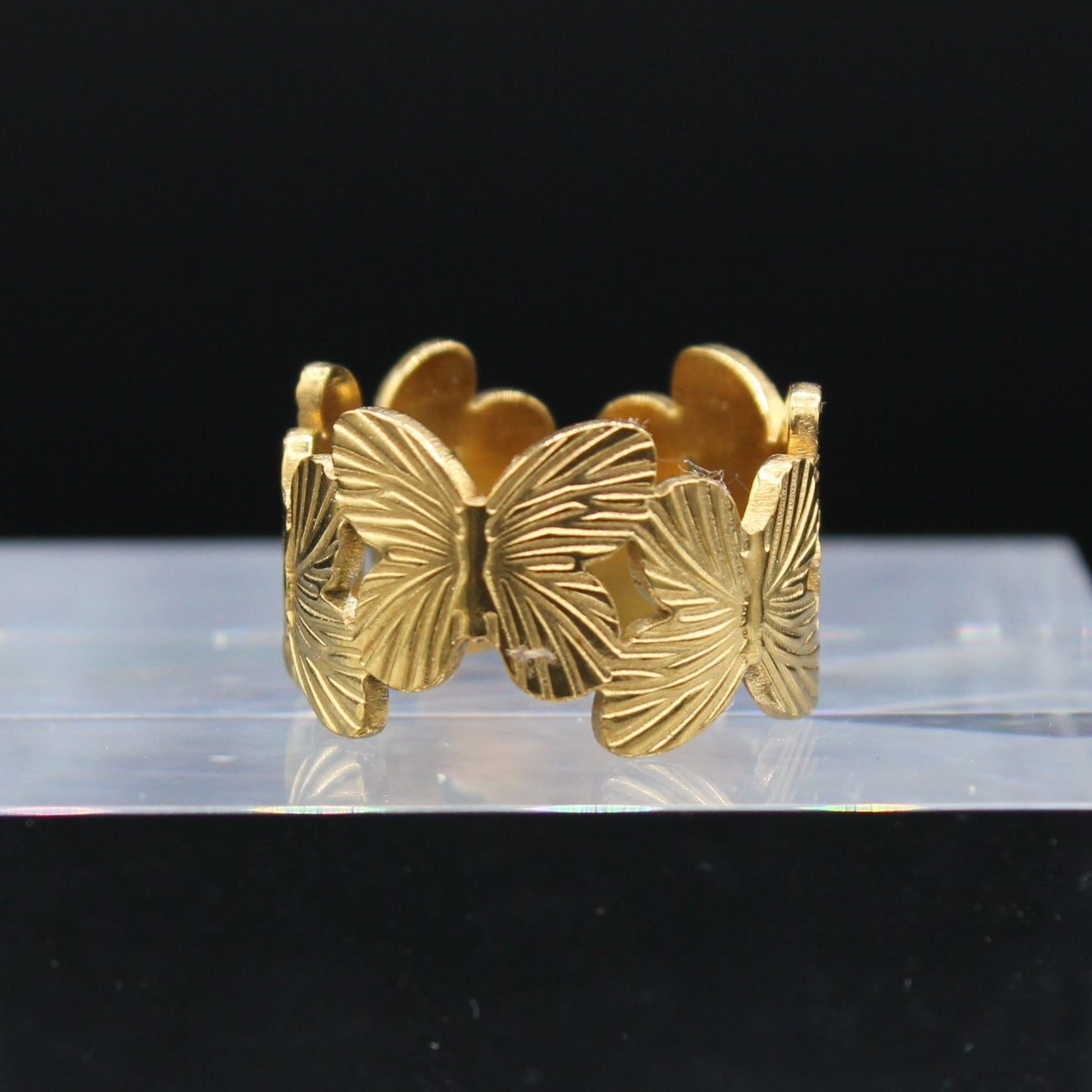 Gilded Metamorphosis: Connected Butterfly Ring