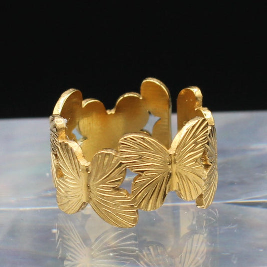 Gilded Metamorphosis: Connected Butterfly Ring