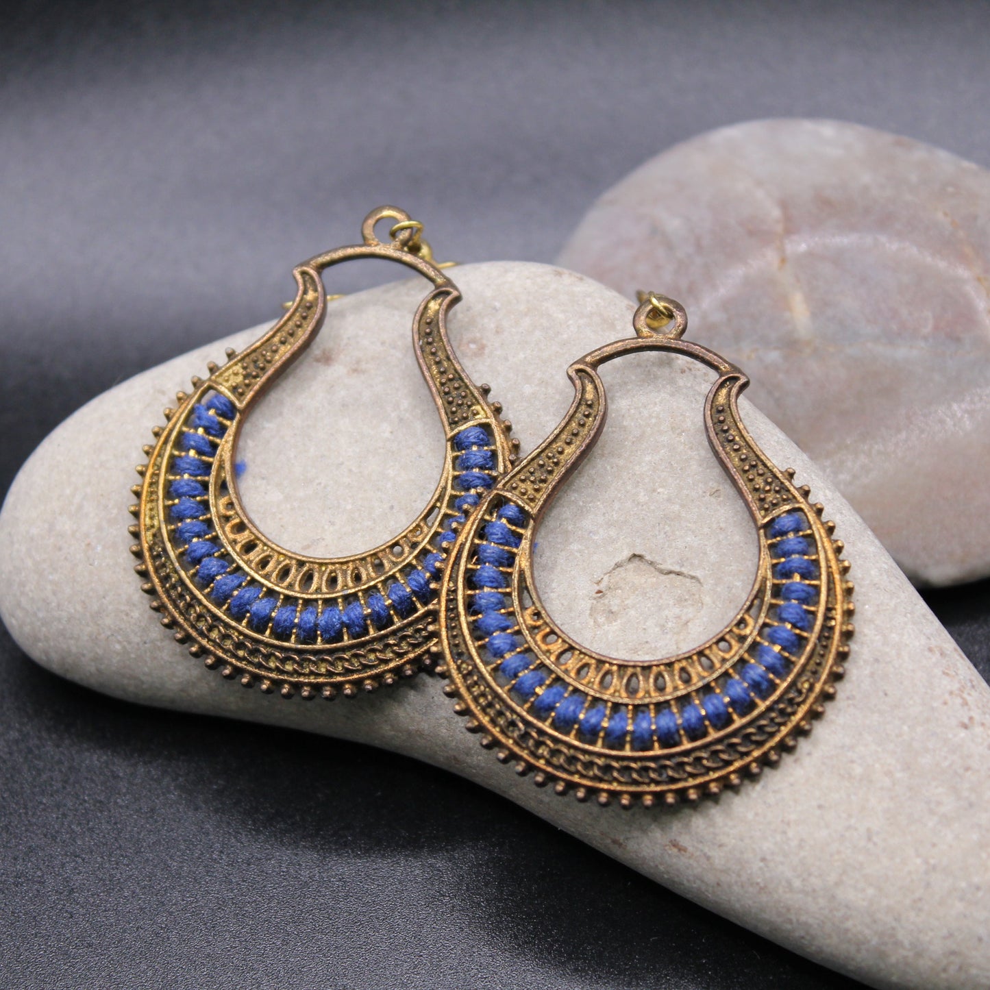 Cobalt Riff: Dangle Drop Retro Style Boho Earrings