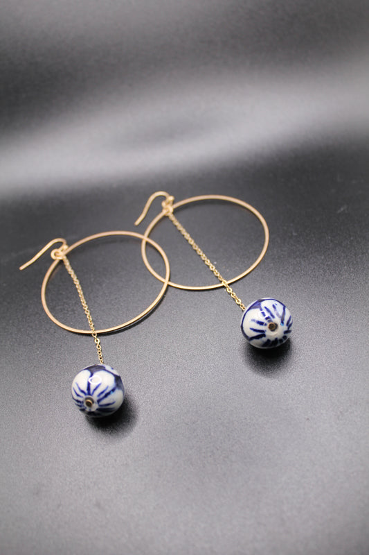 Golden Tides: Hoop and Bead Earrings