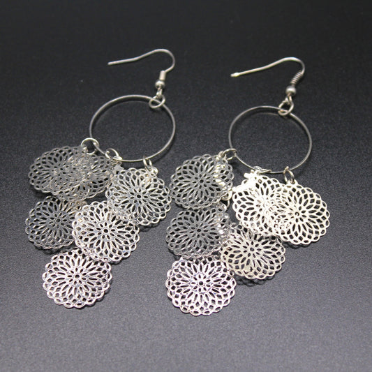 Celestial Cascade: Lightweight Filagree Chandelier Statement Earrings