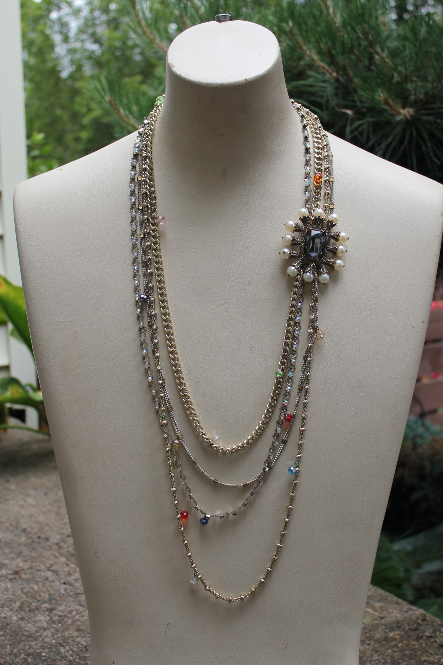 Ethereal Drapes: Exquisite Multi Strand Lariat Rope Necklace
