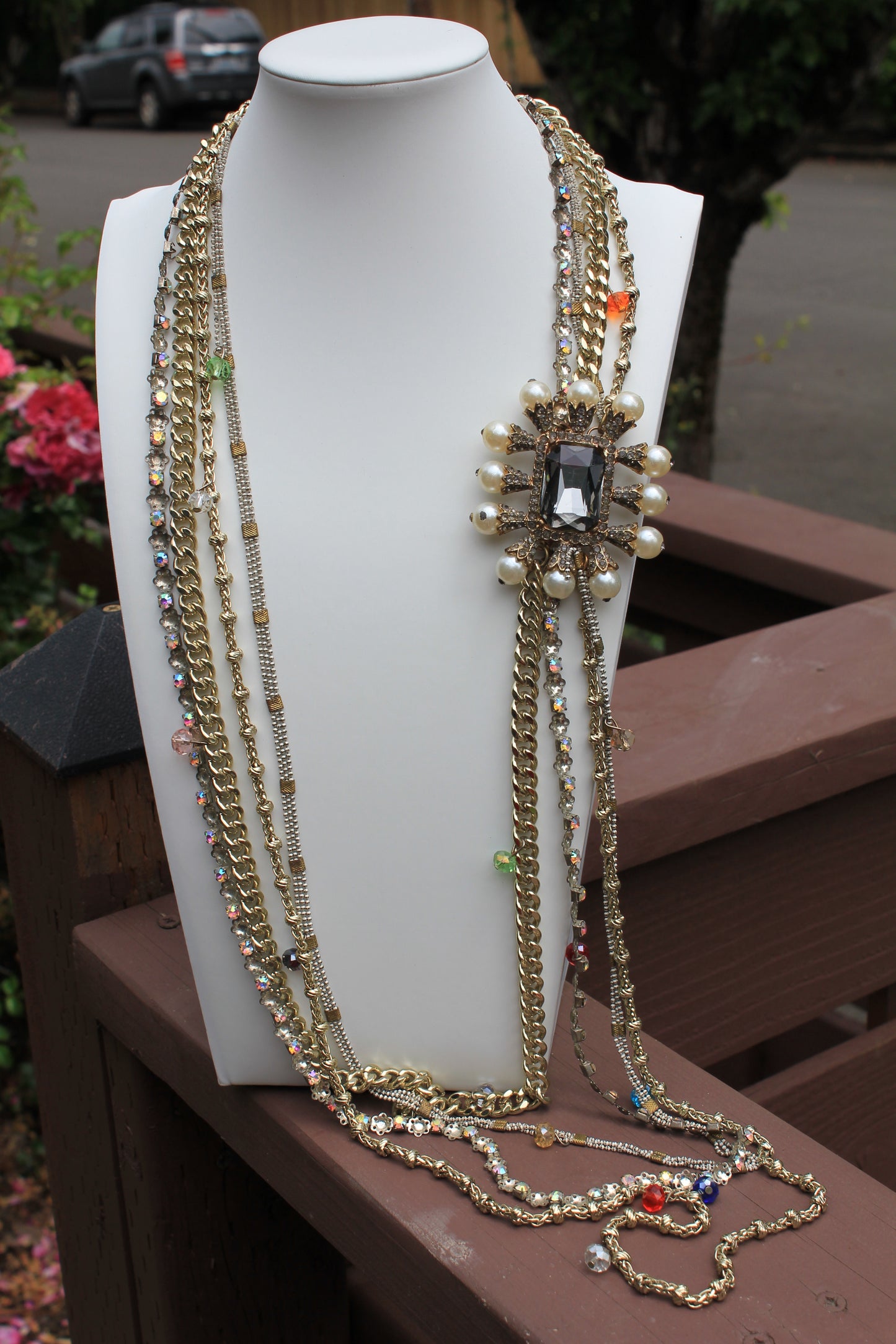 Ethereal Drapes: Exquisite Multi Strand Lariat Rope Necklace