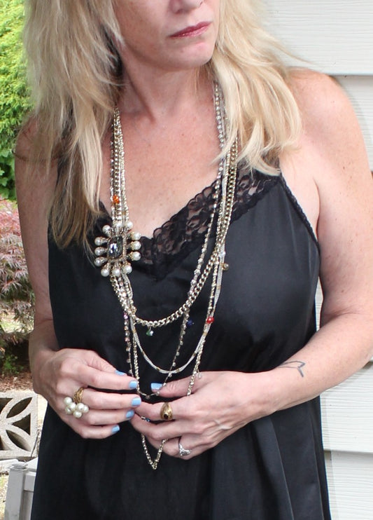 Ethereal Drapes: Exquisite Multi Strand Lariat Rope Necklace