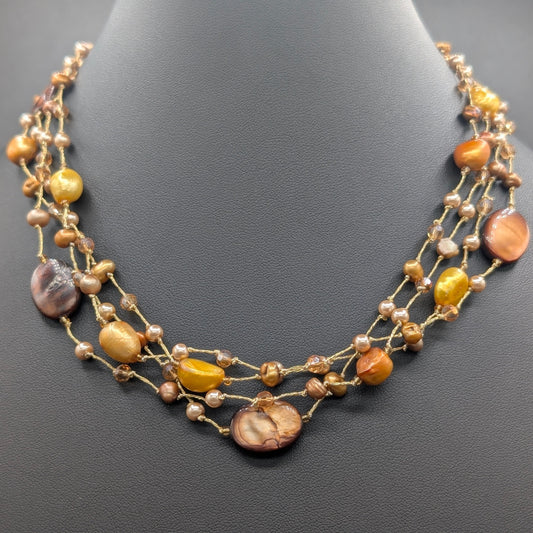Ember Thread Silk Woven Necklace: Earth, Wrapped in Light