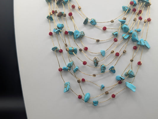 Tidefire Silk Woven Multi Strand Layered Statement Necklace