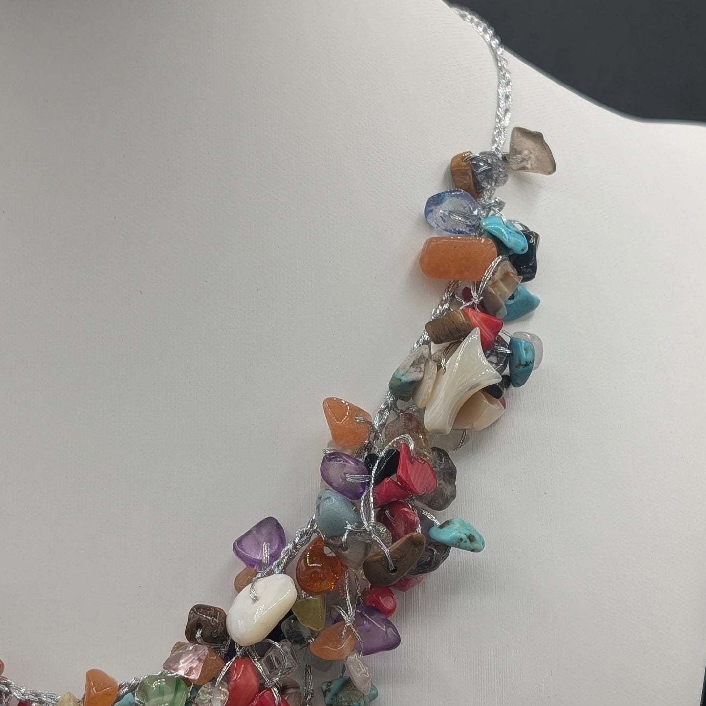 Tangled Constellation Silk Knotted Necklace: A Symphony of Stones and Color