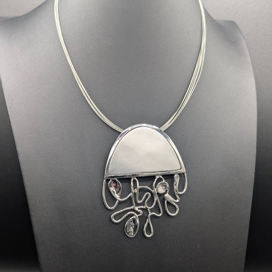 Jellyfish Tide: Modern Brass Necklace with Sculptural Jellyfish Pendant