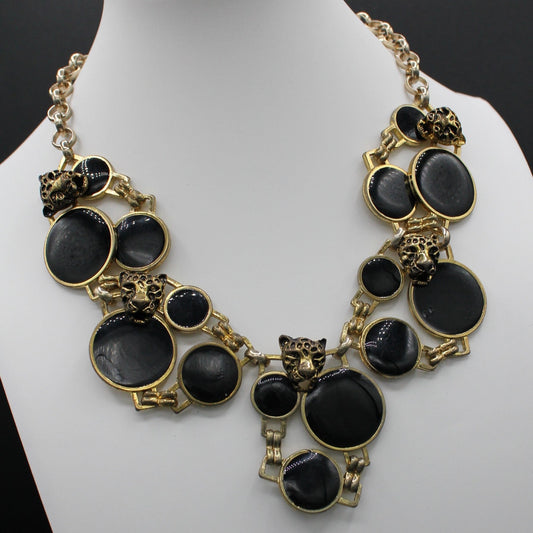 Nocturne Huntress: Cougar Faceted Runway Statement Necklace