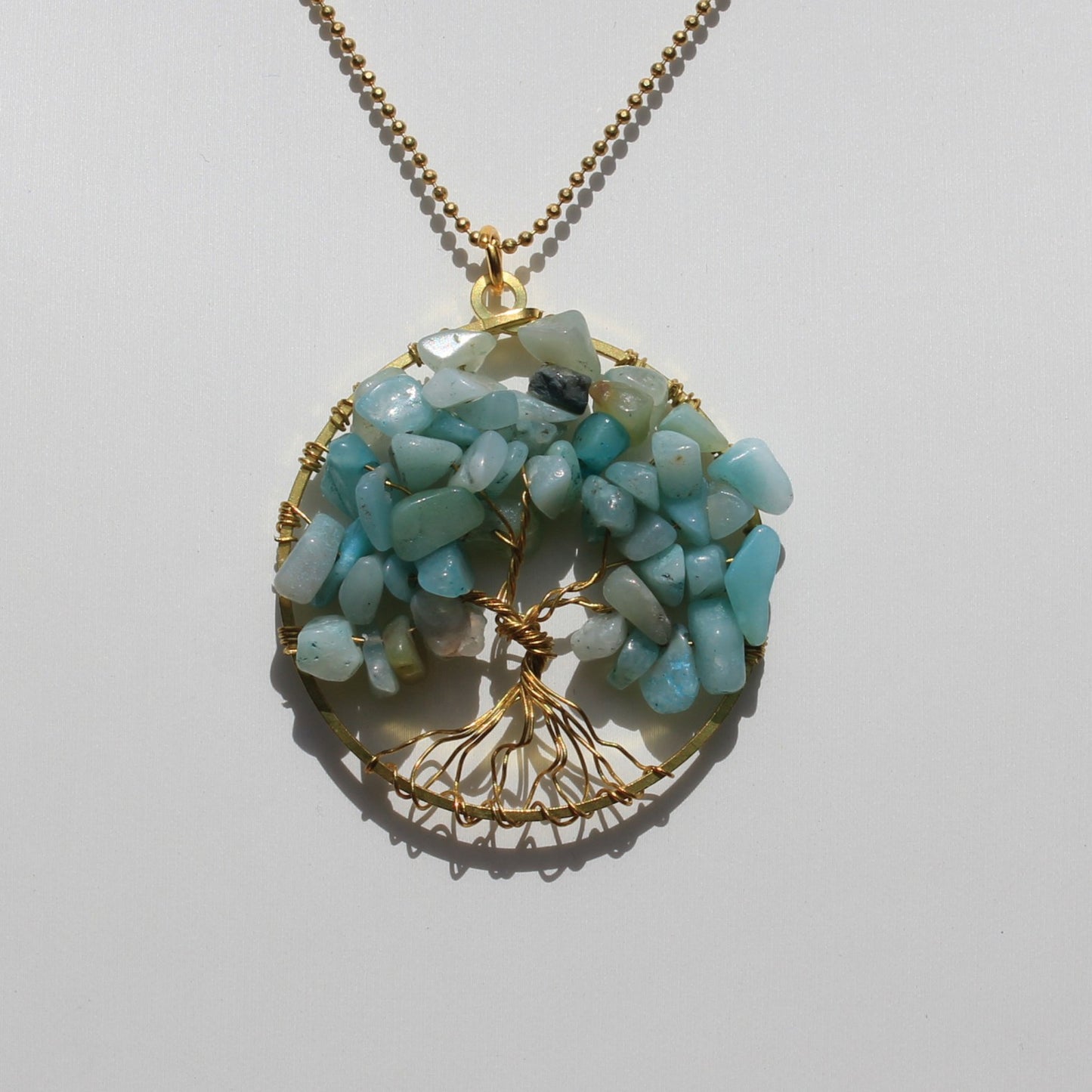 Eternal Canopy: Chain Necklace with Tree of Life Gemstone Pendant