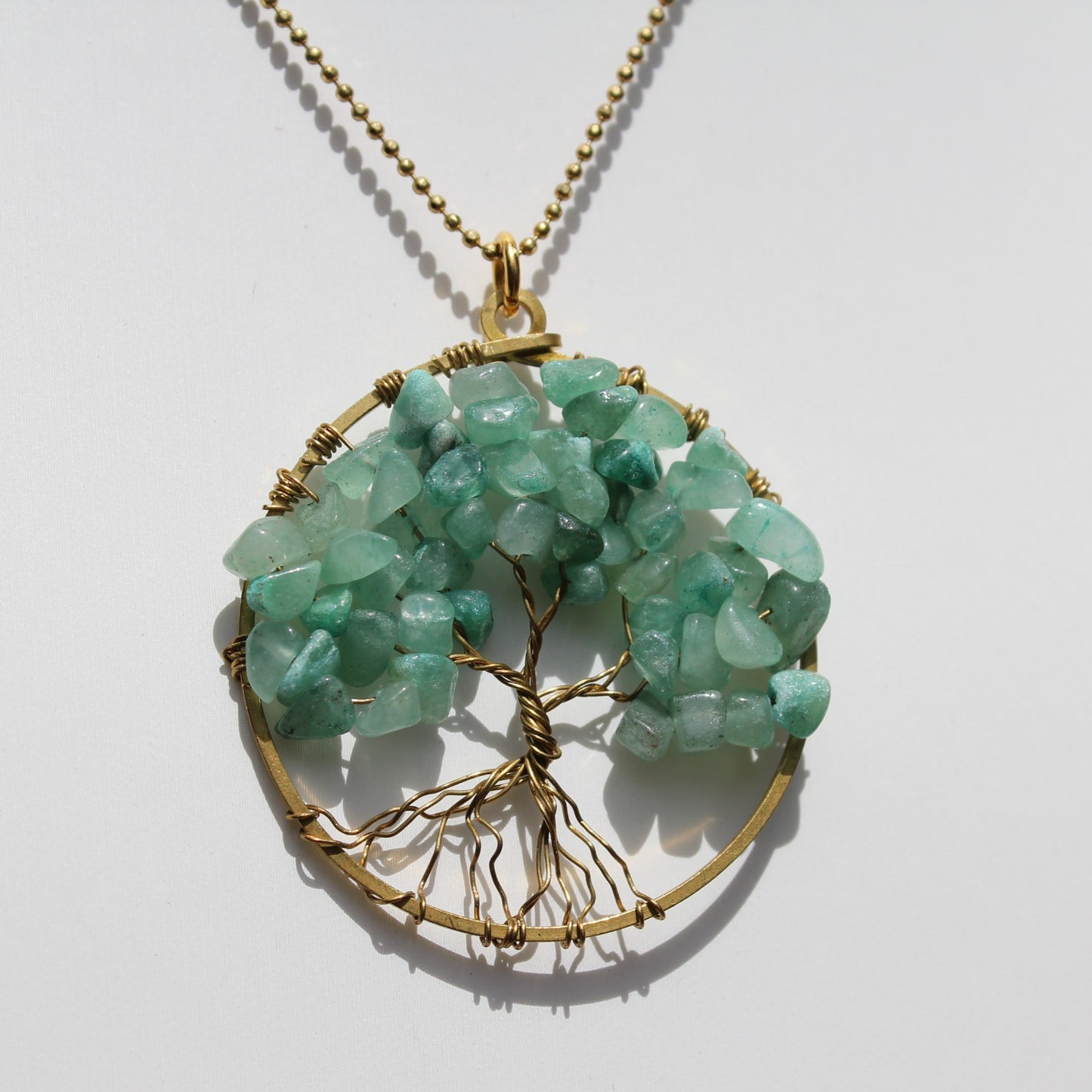 Eternal Canopy: Chain Necklace with Tree of Life Gemstone Pendant