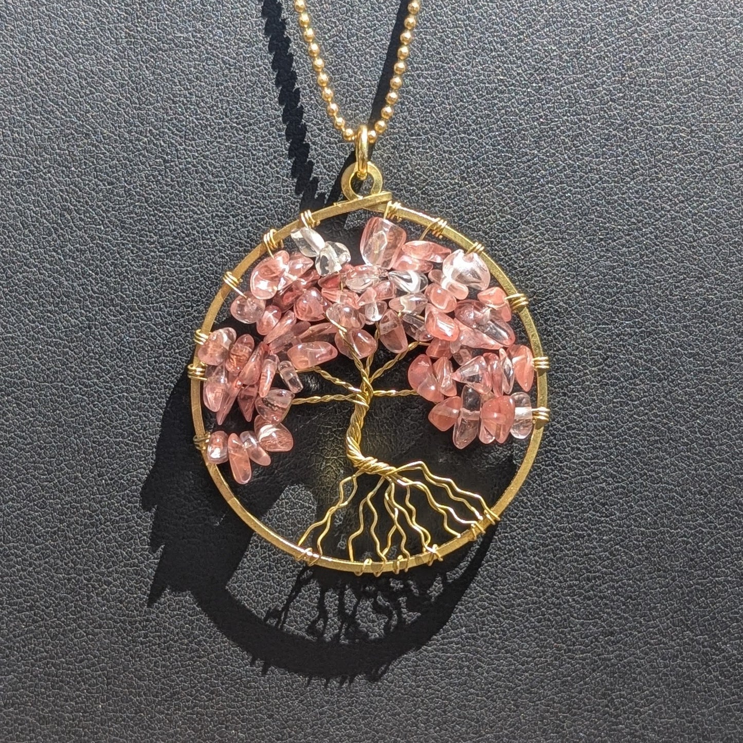 Eternal Canopy: Chain Necklace with Tree of Life Gemstone Pendant