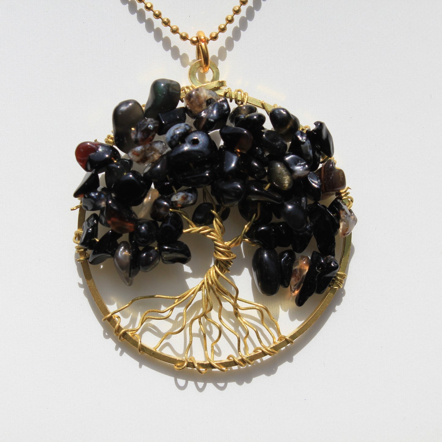 Eternal Canopy: Chain Necklace with Tree of Life Gemstone Pendant