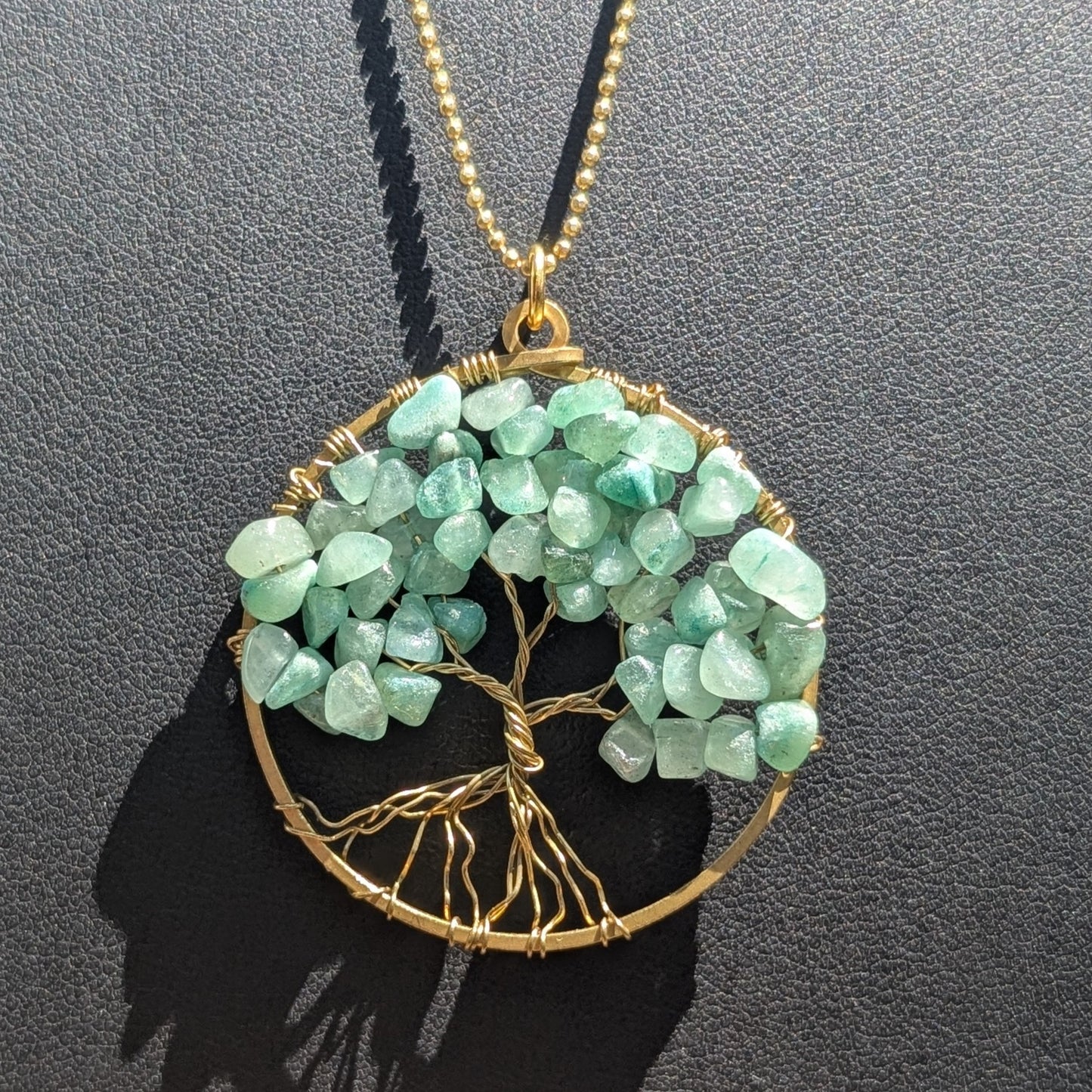 Eternal Canopy: Chain Necklace with Tree of Life Gemstone Pendant