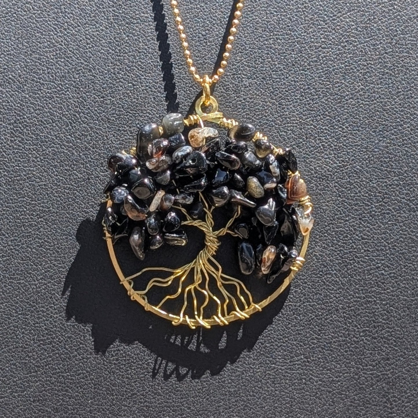 Eternal Canopy: Chain Necklace with Tree of Life Gemstone Pendant