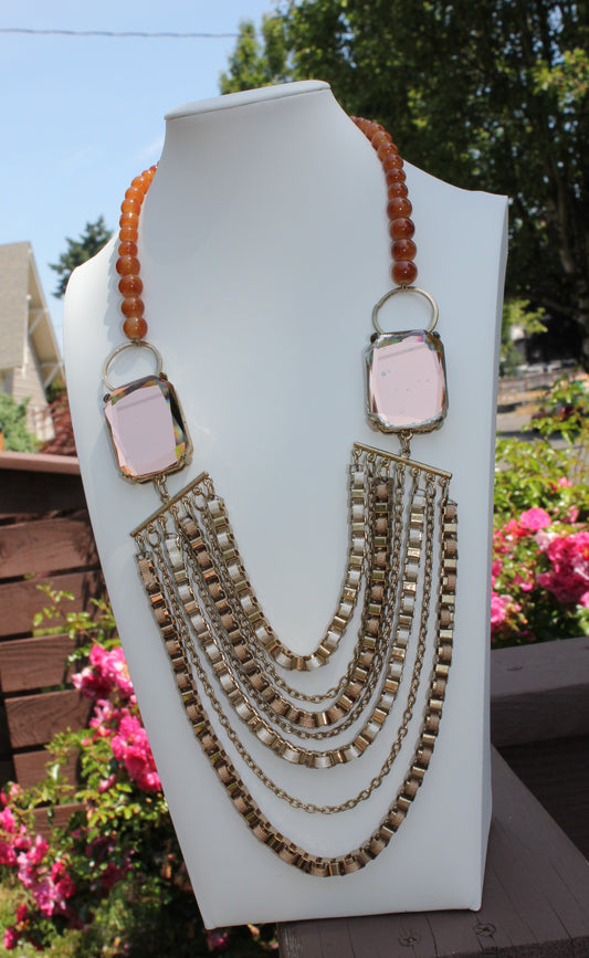 Dust & Echo: Multi Strand Boho Chain Necklace with Imperfect Beads