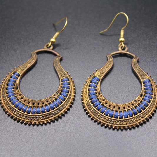Cobalt Riff: Dangle Drop Retro Style Boho Earrings