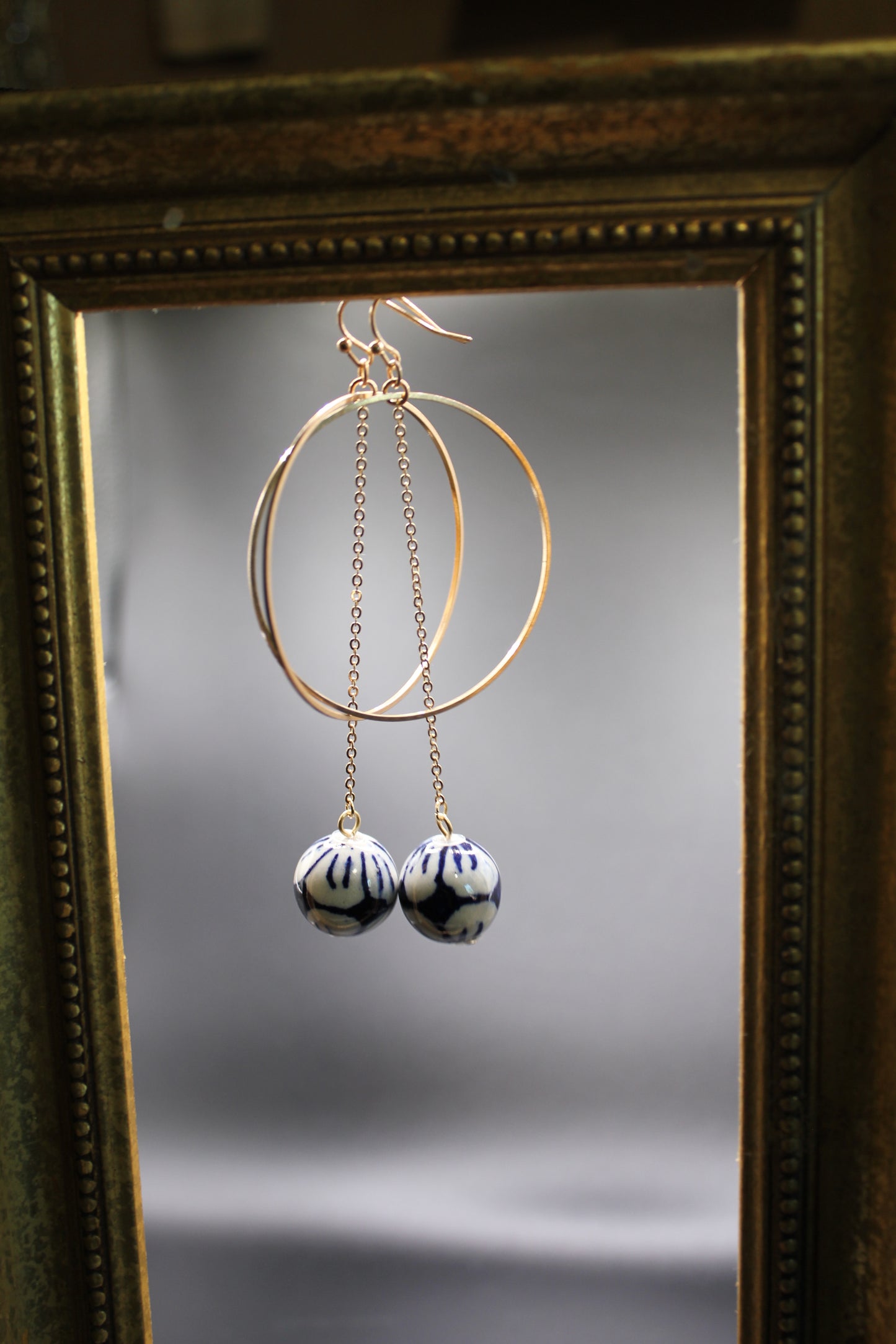 Golden Tides: Hoop and Bead Earrings