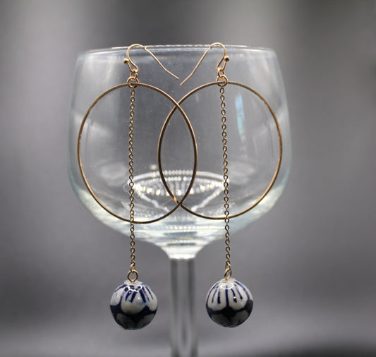 Golden Tides: Hoop and Bead Earrings