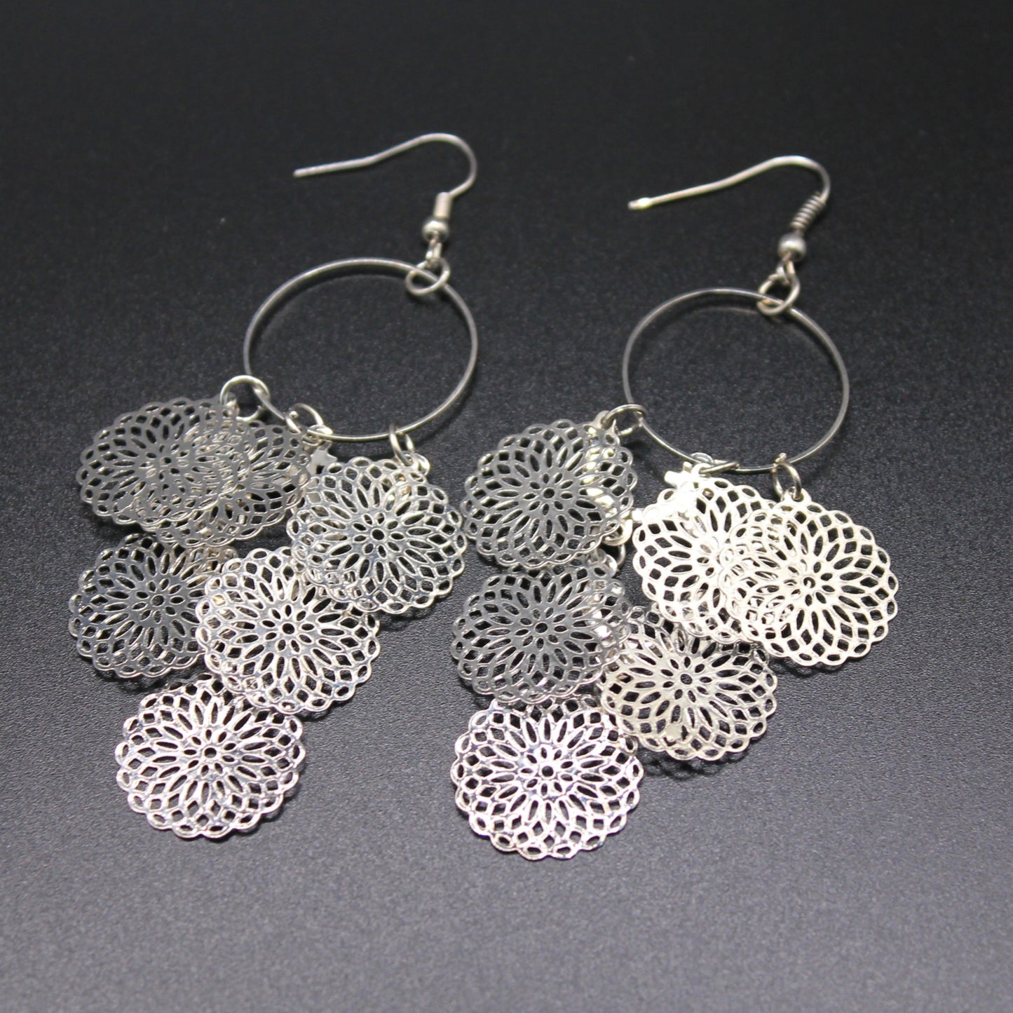 Celestial Cascade:  Lightweight Filagree Chandelier Statement Earrings