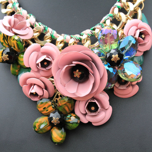 Petal to the Metal: Drama Bib Statement Collar Necklace