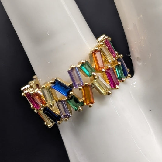 Radiance Remix: Set of 2 Stacking Rings: Multicolor Crystal