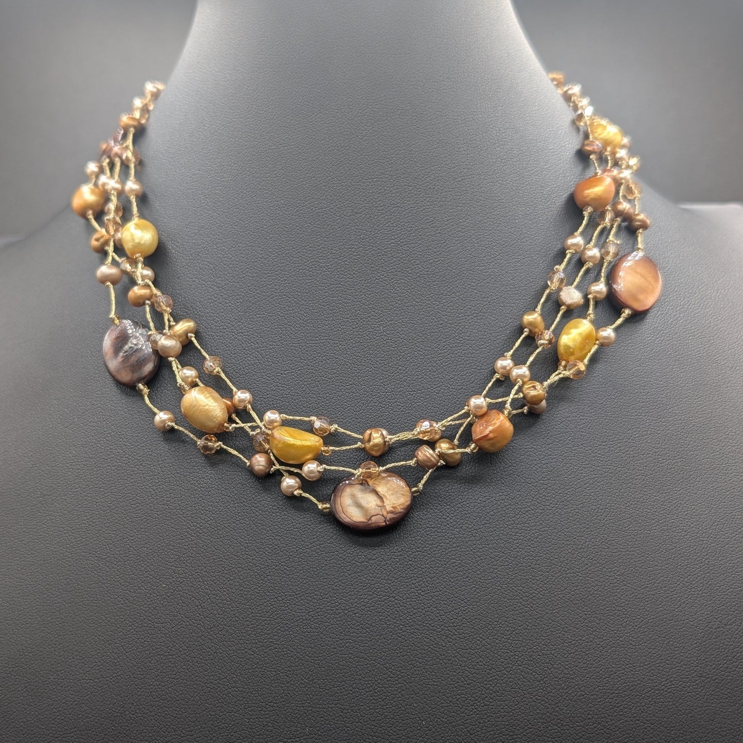 Ember Thread Silk Woven Necklace: Earth, Wrapped in Light