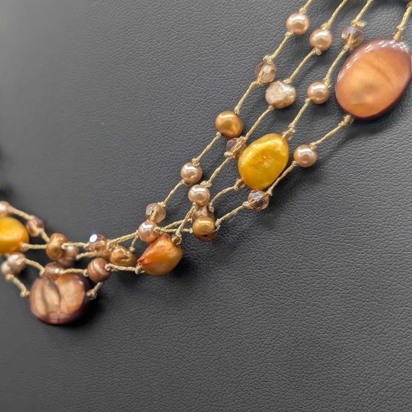 Ember Thread Silk Woven Necklace: Earth, Wrapped in Light