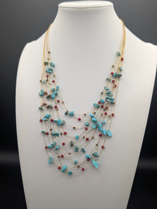 Tidefire Silk Woven Multi Strand Layered Statement Necklace
