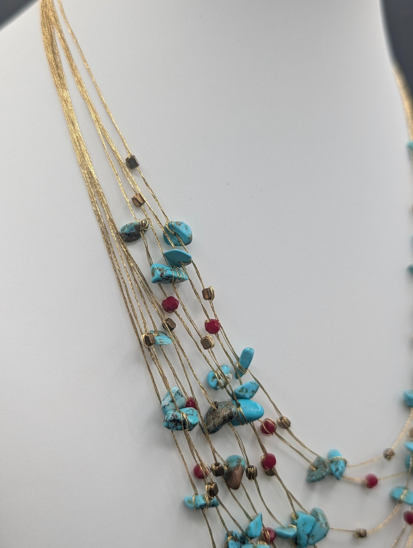 Tidefire Silk Woven Multi Strand Layered Statement Necklace
