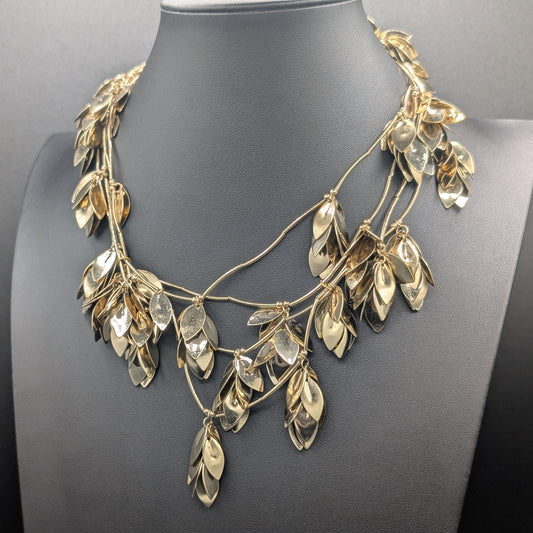 Wildleaf Symphony: Stylized Cascading Leaf Cluster “Neck Mess” Necklace