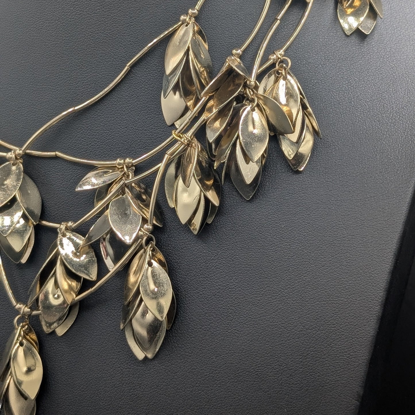 Wildleaf Symphony: Stylized Cascading Leaf Cluster “Neck Mess” Necklace