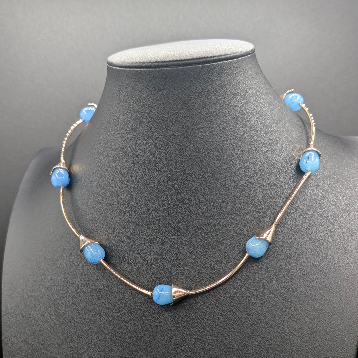 Arctic Halo: Blue Agate Stone Necklace