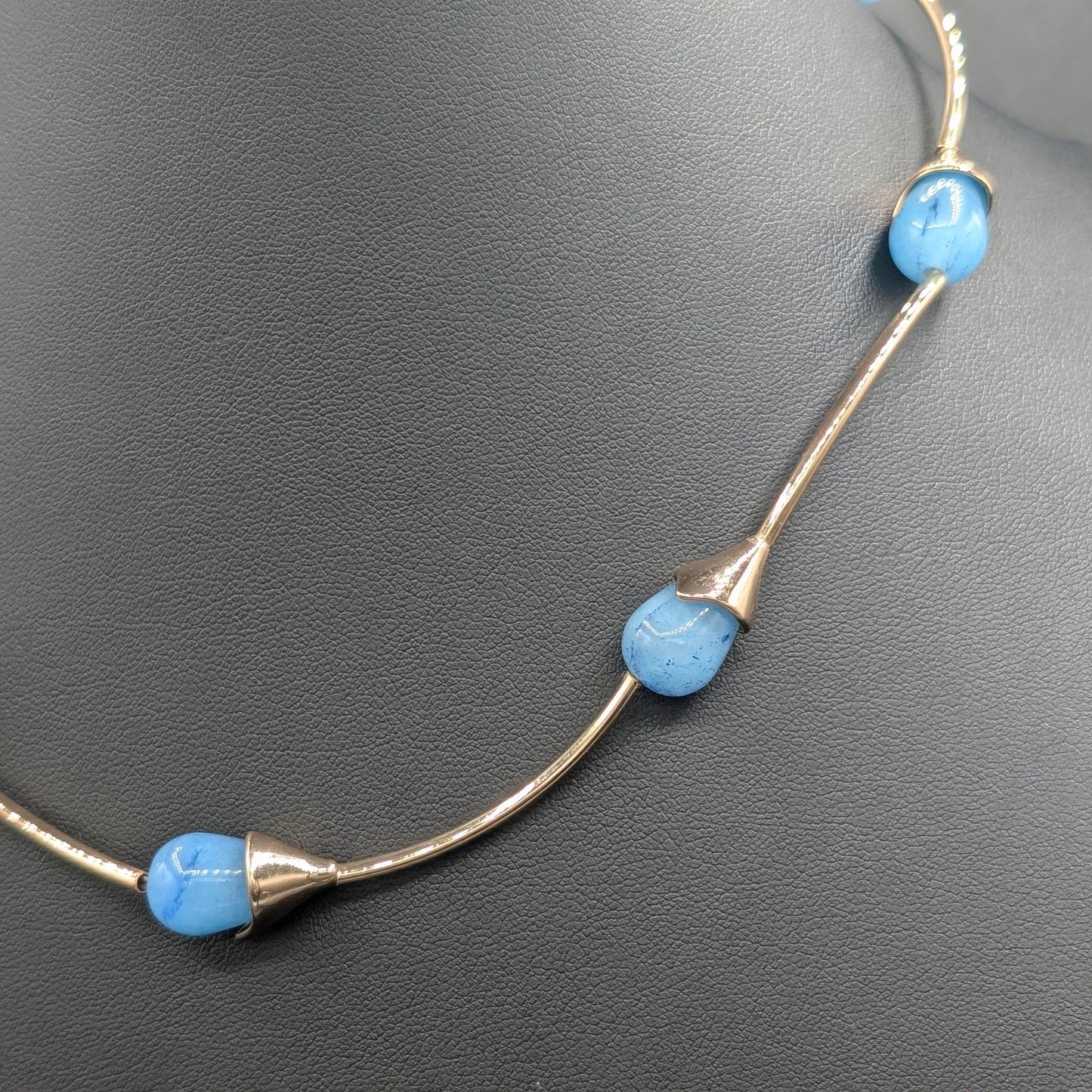 Arctic Halo: Blue Agate Stone Necklace