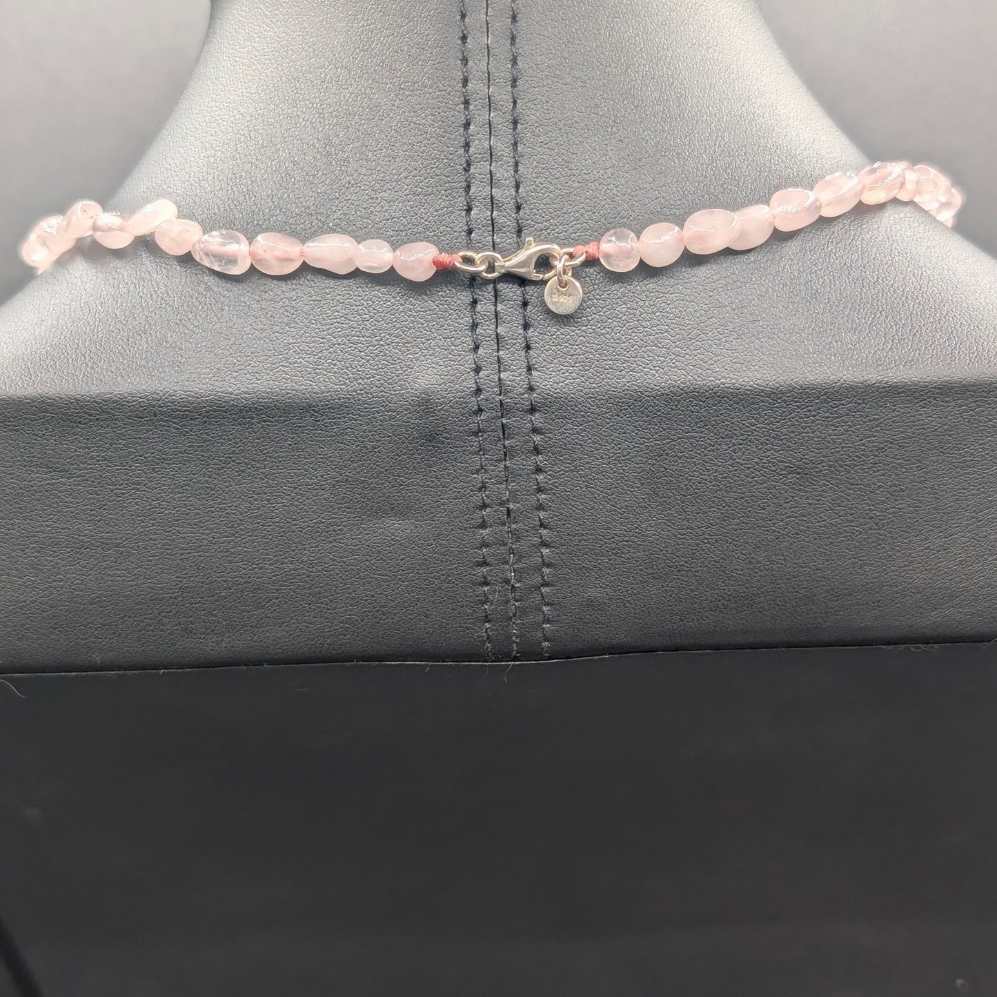 Heartstring: Rose Quartz Knotted Gemstone Beaded Necklace with Open Circle Centerpiece
