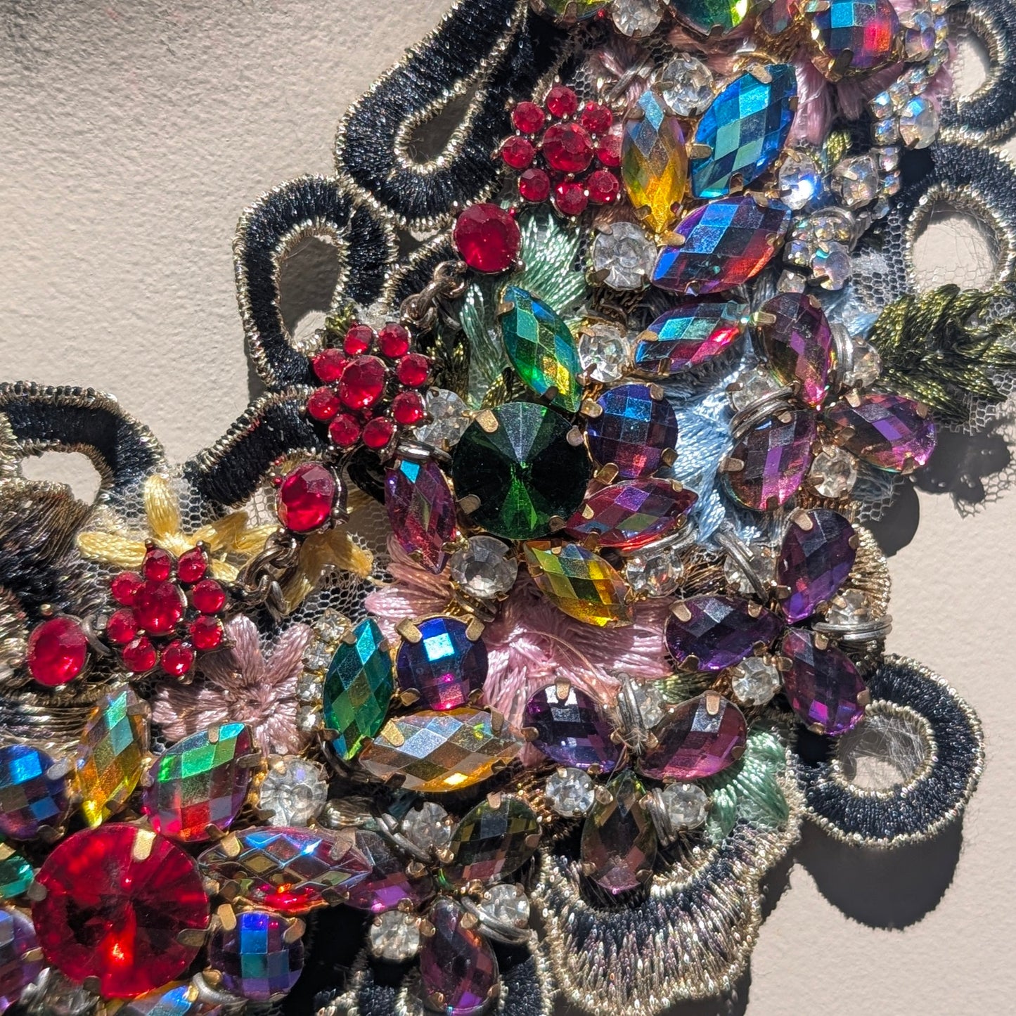 Crystal Tapestry: Handmade Wearable Art: Rhinestone Crystal Bib Statement Necklace