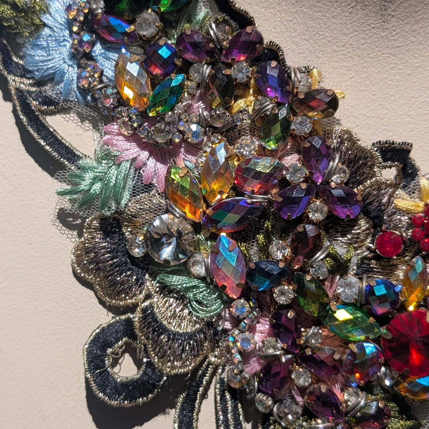 Crystal Tapestry: Handmade Wearable Art: Rhinestone Crystal Bib Statement Necklace