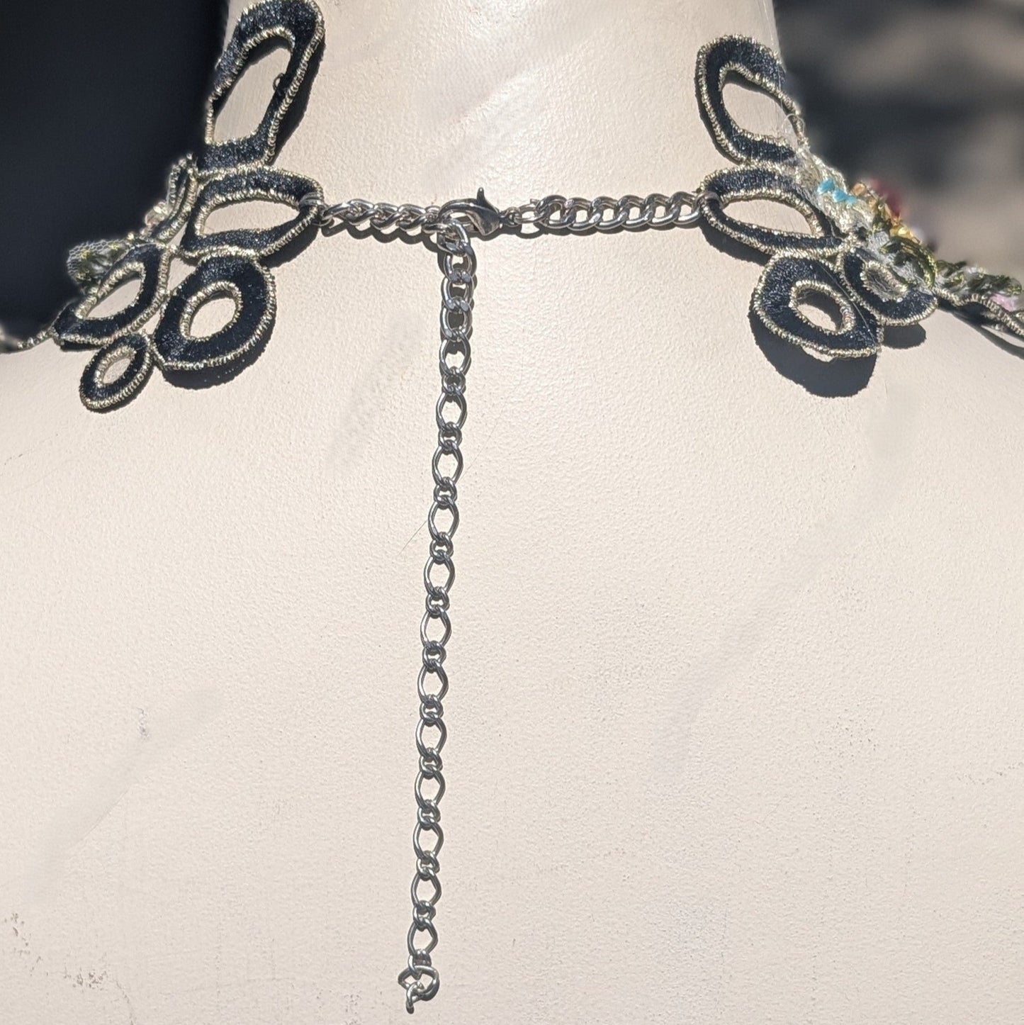 Crystal Tapestry: Handmade Wearable Art: Rhinestone Crystal Bib Statement Necklace