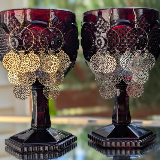 Celestial Cascade:  Lightweight Filagree Chandelier Statement Earrings